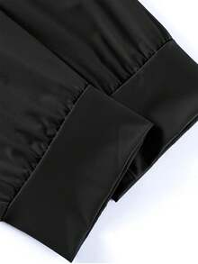 Men's Drawstring Joggers, Zipper Pocket Sweatpants, Gym Workout Running Casual Tapered Pants - Black - View 3