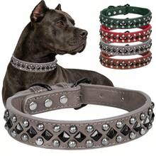 Collar para perro de cuero PU suave con remaches y pinchos de hongo, collar ajustable para mascotas pequeñas, adecuado para perros pequeños - Multicolor - Ver 12