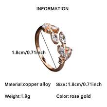 1 pieza Anillo abierto de diseño versátil minimalista elegante y exquisito con circonita totalmente pavimentada, estilo Ins con hoja y estética fría, adecuado para uso diario, vacaciones, fiestas, accesorio de vestir, regalo para novia y amiga - Multicolor - Ver 10