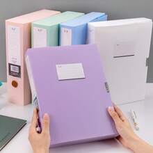 Colorful Large Capacity File Storage Box, Thickened A4 Plastic File Box, Document Storage Box, Suitable For Office, Accountant, Contract And Other Personnel, Accountant And Financial Folders, Vertical Large Capacity Office Supplies Storage Box, Can Classify And Fold A4 Documents, Back To School Season, Learning Supplies - Morandi File Box - View 6