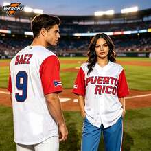 Men's #9 Javier "Javy" Baez Puerto Rico Embroidered Baseball Jersey, World Baseball Classic Apparel, Game Day Fan Gift - White - View 3