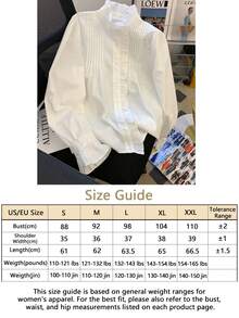 Solid Color Frill Trim Pleated Long Sleeve Button Up Shirt For Women, Casual Everyday Versatile Top White - White - View 9