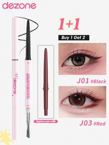 DEZONE Set Pensil Gel Eyeliner dengan Isi Ulang, Set Pensil Gel Eyeliner dengan Isi Ulang, 2 Warna untuk Nilai Lebih Baik - J01+J03 - View 1