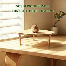 1pc Corner-Shaped Solid Wood Hamster 2-Tier Platform Table, Small Pet Cage Bird Nest Decor, Easy To Install, Climbing Interactive 3D Toy, All-Season, Suitable For Multiple Scenarios - View 3