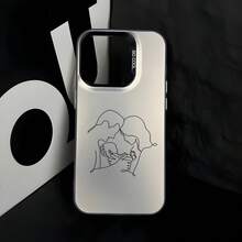 1pc Black Matte Laser Energy Shell Personalized Line Family Of Three Pattern Phone Case Compatible With IPhone 16 Pro Max/17/16/15/14 Plus/13/12/11/Air And Series - Multicolor - View 4