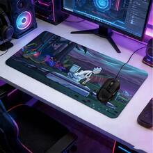 1pc Extra Large Extended Alien Jungle Wilderness Fun Character Scene Illustration Pattern Mouse Pad, With Non-Slip Rubber Bottom And Stitched Soft Fabric Keyboard Mat. Quirky Humorous Fantasy Wilderness Art Aesthetic With Non-Slip Rubber Bottom And Stitched Soft Fabric Keyboard Mat, Suitable For Gaming, Home Office And Study Scenarios. - View 9