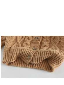 Young Girl Solid Color Casual Versatile Daily Knit Top - Khaki - View 4