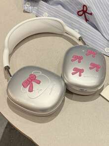 1pc Pink Heart Apple Headphone Case High Transparency TPU Over-Ear Full Coverage Transparent Protective Cover - Clear - View 6