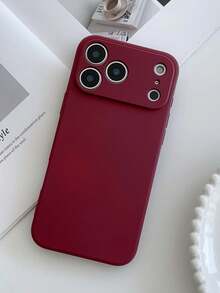 奢華復古酒紅色手機殼,適用於 iPhone 17 Pro Max 16 15 Plus 14 13 12 11 Pro Max,純色軟質防震保護殼 - 酒紅色 - 查看 8