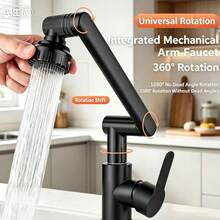 Grifo de cocina, grifo de 4 vías, grifo giratorio, grifo multifunción, 4 modos de salida de agua, modos ajustables, con accesorios de instalación, color de accesorios aleatorio, adecuado para baño, cocina, RV, etc., fácil de instalar, conveniente de usar - Negro - Ver 1