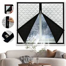 1PC Black Curtain, Windproof & Warm Winter Window Curtain, Bedroom Cold-Proof Sealing Window Insulation Film, Zipper Design - Black - View 3