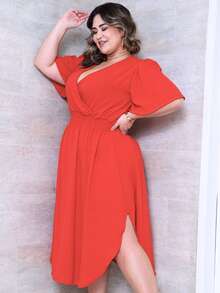 Plus Size Dresses - Red - View 4
