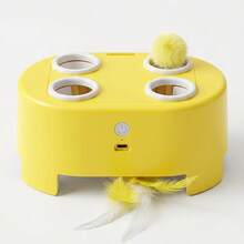 Interactive Electric Whack-A-Mole Cat Toy Cheese House Design Automatic Pop-Up Ball And Feather Teaser USB Rechargeable Indoor Cat Puzzle Toy Boredom Relief Hunting Exercise Toy Suitable For Kittens And Adult Cats - Multicolor - View 10