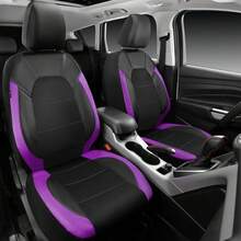 4pcs Multi-Color PU Leather & Sandwich Mesh Car Seat Covers, Breathable Mesh And PU Leather Material, Suitable For Sedan, SUV, Truck, Breathable, Airbag Compatible - Sandwich Mesh - View 12