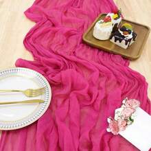 1pc Cheesecloth Table Runner, Semi-Transparent Gauze Tablecloth, Bohemian Or Rustic Style Wedding Table Decor, Suitable For Wedding Decoration, Arch Drapery, Bridal Shower, Holiday Party Decor - Multicolor - View 37