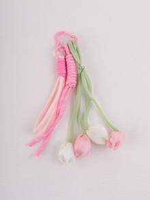1 Sweet Tulip Bag Charm, Unique Bag Pendant Designed For Women, Suitable For Wallets, Backpacks And Handbags. Available In Pink, Purple, Blue And Red, A Charming Daily Accessory And Gift For Weddings, Birthdays And Various Celebrations - Multicolor - View 4