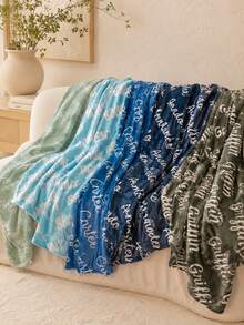 1pc Personalized Custom Text Heat Transfer Print Blanket, Full-Width Letter Pattern Solid Color Background Throw, Available In 3 Sizes, Meaningful Holiday Gift, Suitable For Indoor Home Sofa Bedroom, Ideal Gift Choice For Relatives, Partners And Other Adult Family Members - Multicolor - View 6