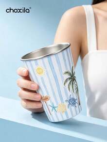 choxila 1pc Beach Style Coffee Mug, Coconut Tree/Sea Turtle/Shell Pattern, Summer Vibe, 350ml, Mug, Tea Cup, Suitable For Afternoon Tea, Family Gathering, Camping, Holiday Gift - Summer Cup - View 9
