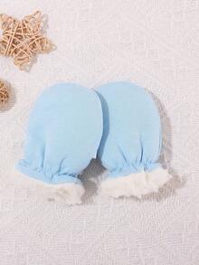 1 Pair Solid Color Anti-Scratch Warming Gloves For 0-6 Month Newborn Babies, Extra Soft & Thick, Suitable For Daily Wearing In Winter - 1Pair - View 20