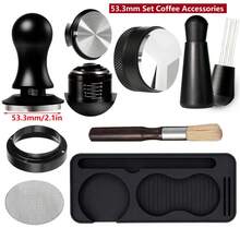 51/53.3/58mm Espresso Tamper And All-In-One Espresso Coffee Kit, Depth-Adjustable Coffee Tamper For Espresso Machine, Distributor WTD Tool Magnetic Dosing Funnel Puck Screen Cleaning Brush And Tamping Station, Ideal Coffee Accessories Set - Black - View 15