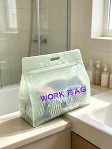 WORK BAG 手提收納袋 PVC 防水盥洗包 大容量化妝包，可用作通勤文件袋、健身收納袋、商務出差旅行盥洗包、雜物手提包，適合上班族、健身愛好者、學生、商務旅客，適用於中秋節、國慶日、新工作、生日禮物，結合化妝品收納、文件收納、泳衣收納、盥洗用品分裝、通勤、健身、短途旅行、宿舍等多場景防水透明手提包 - 彩色 - 查看 9