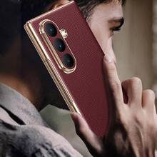 Premium PU Leather Magnetic Auto‑Adsorption Flip Phone Case Compatible With Samsung Galaxy Z Fold 8 Ultra Fold 8 Fold 7 Fold 6 Fold 5, Gilded Edge Full Camera Lens Protection Anti‑Scratch Shock‑Resistant Protective Cover - Burgundy - View 7