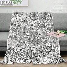 2D數位印花柔軟法蘭絨著色毯，創意繪畫毯，適用於居家、旅行、小憩、沙發與床鋪裝飾 - 彩色 - 查看 10