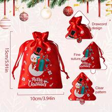 CARRIECUR 24Pcs Christmas Drawstring Gift Bags, Satin Xmas Treat Pouch Bags, Red & Green Assorted Printed Santa Snowman Gingerbread Man Reindeer Stocking Gift Sacks For Christmas Party Favors, Candy Wrapping, Stocking Stuffers - View 4