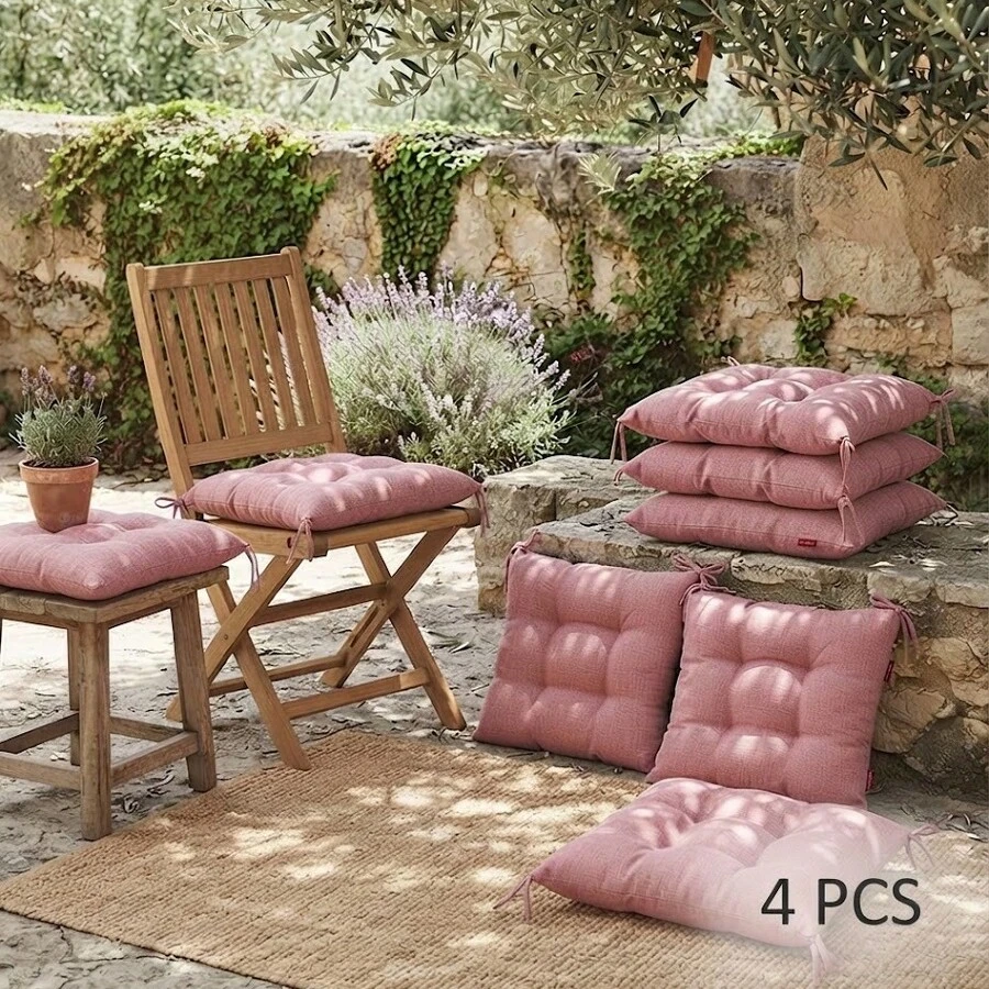 4 Packs Pofidik Chair Seat Cushions, 40*40 Cm – Extra Soft & Comfortable In Der Turkei - Pink - View 1
