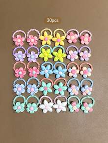 30 piezas de gomas de pelo estilo dibujo animado lindo aleatorio, adecuadas para uso diario - Multicolor - Ver 6