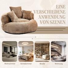 Beige Chenille Sofa - Comfortable Gaming Chair - Coffee Brown - View 5