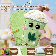 Children's First Sewing Project - 6pcs Cute Pearl Milk Tea Plush Pendant Sewing Kit, Suitable For 5-10 Years Old Kids DIY Beginner Gift - Creative Cocoa Cup DIY Set - View 5