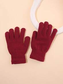 3PCS/2PCS/1PC Winter Knitted Warm Gloves Unisex Solid Color Elastic Finger-Separated Cycling, Outdoor Work Cold-Proof Woolen Gloves - Solid Color - View 10