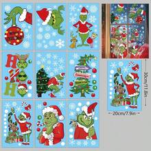 The Grinch 9 قطع ملصقات زخرفية عيد الميلاد لجدران غرفة المعيشة والزجاج، ملصقات كهروستاتيكية، ديكورات احتفالية، ديكورات العطلات وإكسسوارات الصور، هدايا حفلات عيد الميلاد وأعياد الميلاد، مناسبة لديكور المنزل الداخلي، ديكورات حفلات عيد الميلاد. - متعدد الألوان - مشاهدة 6