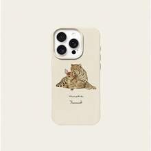 1pc TPU Material Gentle Deer & Leopard Love Quote Pattern Phone Case, Compatible With IPhone 17 Pro Max/17/16 Pro Max/15/13/12/11/ S20 FE/A15/S24/A55/ Note 11/Note 12/Note 13 Pro, Full Coverage Shockproof Soft Protective Shell - White - View 5