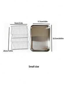 1pc/2pcs Stainless Steel Baking Pan With Rack, Oven Set, Suitable For Roasting Meat, Baking Vegetables, Cooling Pastries, Baking, Catering Baking Pan, Stainless Steel Baking Pan With Rack, Suitable For Home Use - View 6