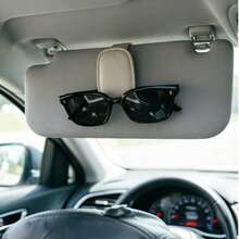 1pc Universal Car Sun Visor Glasses Clip - Non-Slip PU Material Glasses Organizer With Quick Release Function, Can Firmly Clip Fashion Glasses/Prescription Glasses, Fits All Vehicles Accessories - Multicolor - View 6