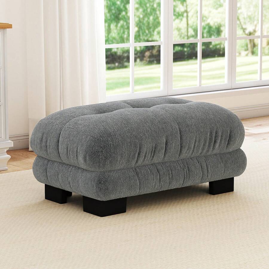 Paris Ottoman Yellow - Vintage Chenille Style - 灰色 - 查看 1