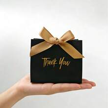 20/50pcs Mini Black Thank You Gift Boxes, Wedding Chocolate Packaging Paper With Ribbon, Holiday Gift Boxes, Small Business Supplies, Packaging Boxes, Wedding Supplies, Wedding Favors, Wedding Reception Decor, Back To School - View 10