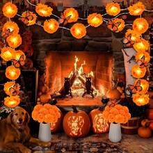 1PC 4.92/9.84FT Halloween Atmosphere Decoration Light String, Marigold Light String, LED Fairy Light, Chrysanthemum Light String, Battery Powered Holiday Decoration, Suitable For Bedrooms, Living Rooms, Birthdays, Parties, Etc - Warm Light - View 5
