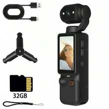 4K HD Night Vision Portable Vlog Camera, 180° Rotating Lens, Dual Fill Light, 2000mAh Long Battery Life, 32GB Pocket Stabilizer, Supports Full Body Shooting And Camera Mode, Suitable For Cycling, Hiking, Sports Recording, Daily Vlog And Travel - View 11
