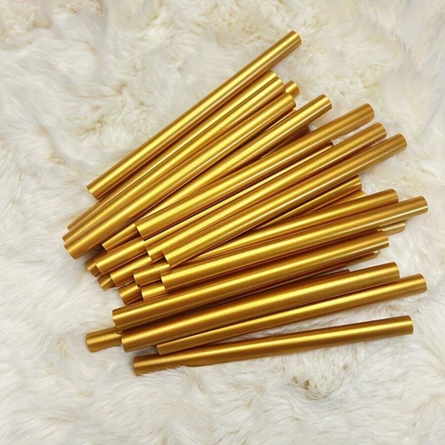 20/50PCS Gold Hot Glue Sticks, 3.93 X 0.27 In Waxing Glue Sticks Colored, Mini Adhesive EVA Sticks For Stamp Home Repair DIY Art Projects Bonding Woods Glass Paper Plastic Decoration - Gold - View 1