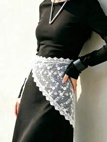 1pc Women's Fashion White Belt Triangle Waist Skirt Lace Waist Apron - White - View 1