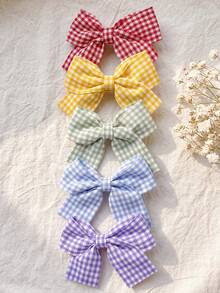 2/6/10pcs/Set Plaid Fabric Bow Hair Clips, Sweet Hair Accessories - Suitable For Women And Girls, Applicable For Daily, School, Vacation, Dating - Multicolor - View 3