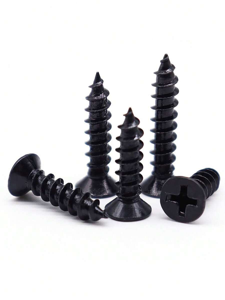 230pcs M3 Black Head Self-Tapping Screws, Assorted Set High Strength Wall Board Nails Gypsum Board Screws, Drywall Nails Hardened Self-Tapping Screws - Black 230pcs - View 1