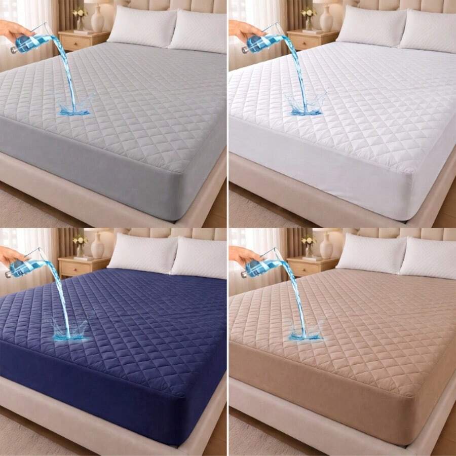 Deep Pocket Waterproof Mattress Protector, Full Size Luxury Mattress Cover, Stays In Place Non-Slip, Wrinkle-Free No Ironing - Khaki - View 1