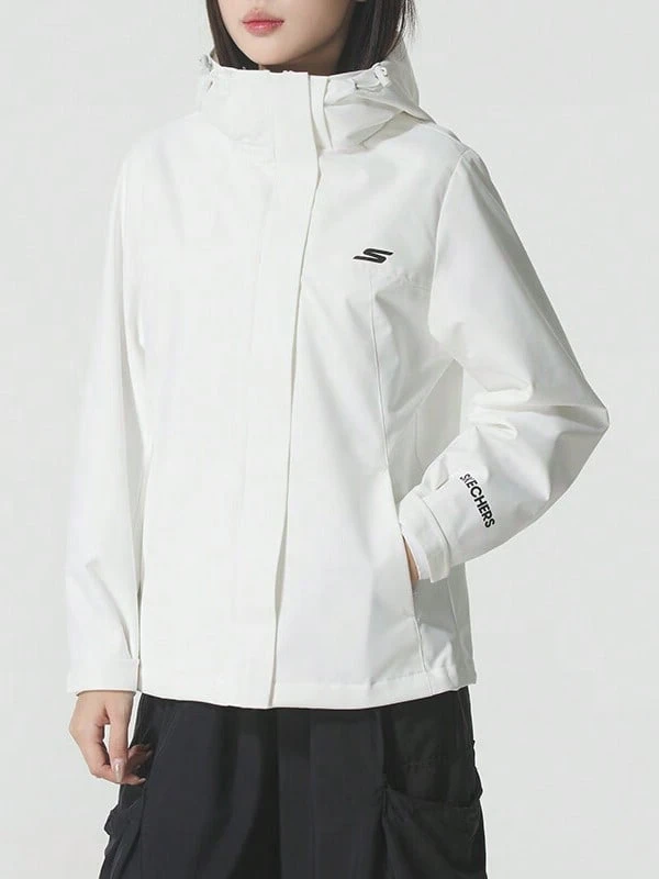 Skechers Women's Hooded Outdoor Windproof Jacket For Commuting, Hiking, Climbing, And Casual Wear - White - View 1