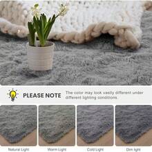 Long Plush Shaggy Area Rug, Super Soft Fluffy Grey Carpet, Lightweight Polyester Sponge Interlayer Non-Slip Backing, Multi-Size, For Living Room Bedroom Bedside Sofa Chair Cushion, Modern Home Decor, Thanksgiving Fall Autumn Winter Decoration - Grey - View 9