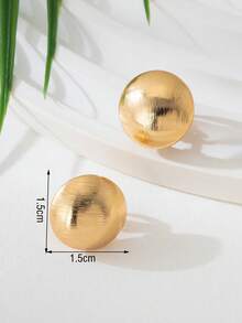 1 Pair Minimalist Brushed Hemisphere Stud Earrings Suitable For Women's Daily Wear - Half-sphere Stud Earrings - View 6