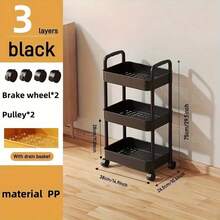 FAXHION Small Cart Storage Rack, Bedroom Storage Rack, Household Kitchen Activity Storage Rack, Multi-Layer Storage Rack - View 4